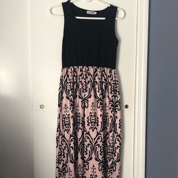 Summer Dress Sleeveless BlackTop with Pattern Pink - Picture 3 of 11